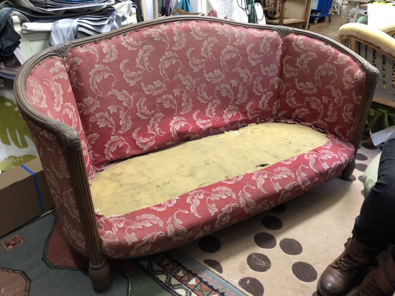 canapé art nouveau dossier en 3 parties à restaurer