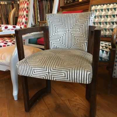 bridge tissu velours géométrique gris