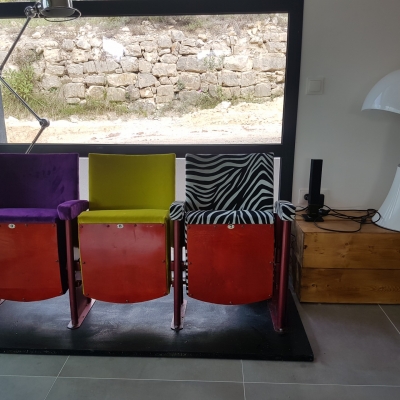 Fauteuil de cinéma trois tissu différent 