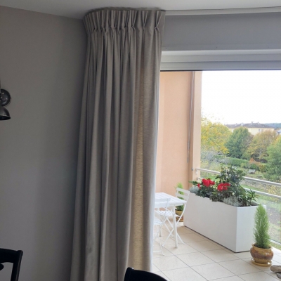 rideaux doublés tissu lin finition plis tapissier
