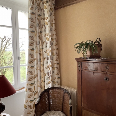 rideaux doublés tissu Camengo finition plis tapissier