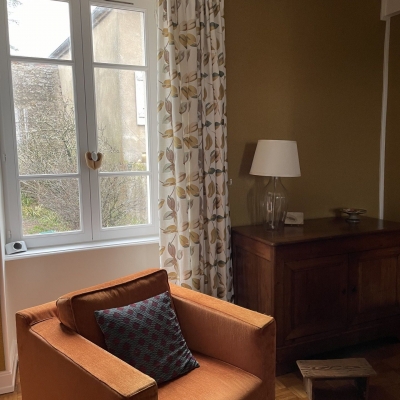 rideaux doublés tissu Camengo finition plis tapissier