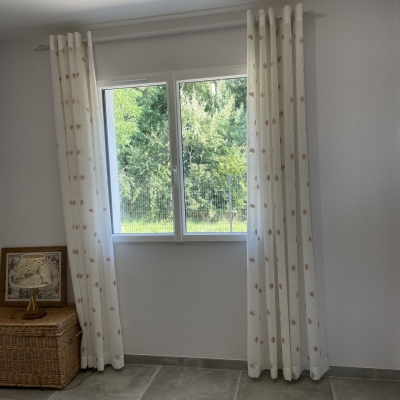 Rideau doublé tête œillet tissu Camengo tringle Houles